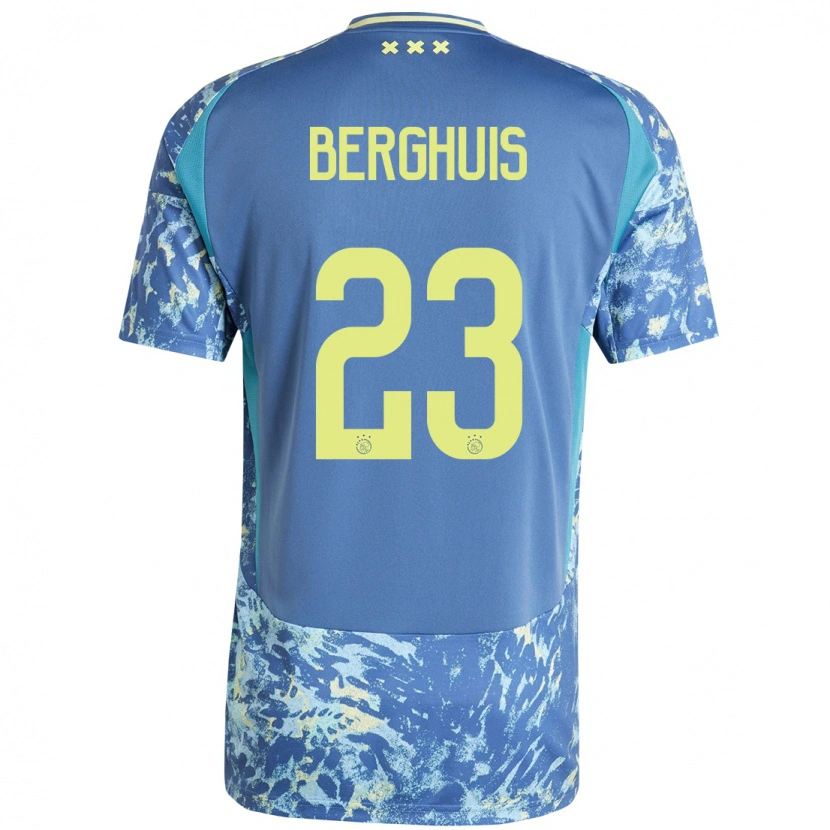 Danxen Niño Camiseta Steven Berghuis #23 Gris Azul Amarillo 2ª Equipación 2024/25 La Camisa