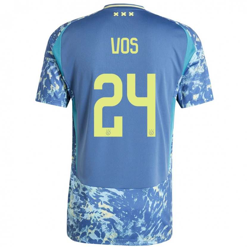 Danxen Niño Camiseta Silvano Vos #24 Gris Azul Amarillo 2ª Equipación 2024/25 La Camisa