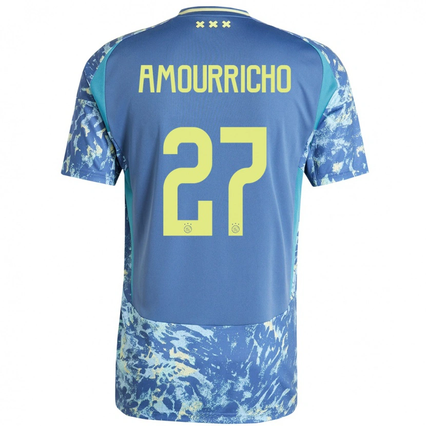 Danxen Niño Camiseta Amourricho Van Axel-Dongen #27 Gris Azul Amarillo 2ª Equipación 2024/25 La Camisa