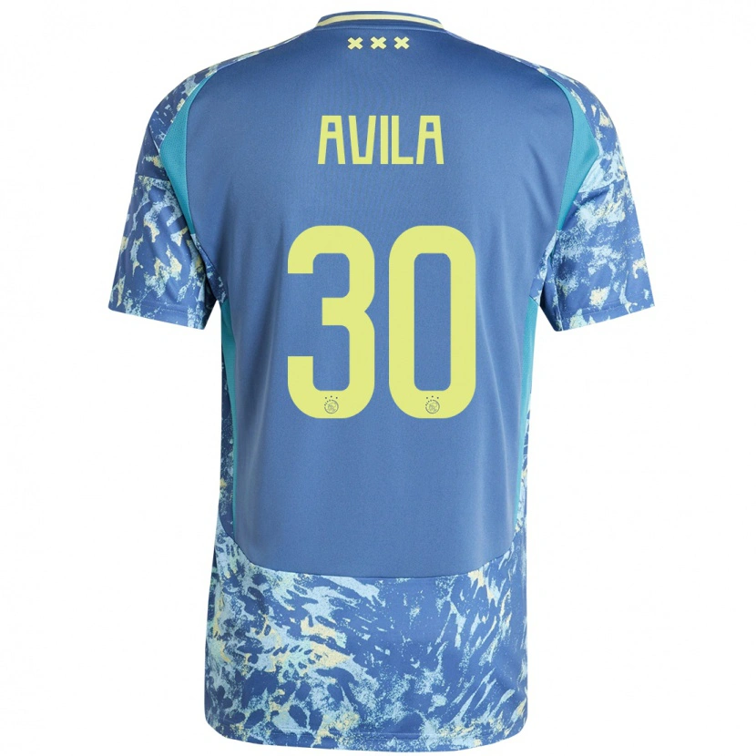 Danxen Niño Camiseta Gastón Ávila #30 Gris Azul Amarillo 2ª Equipación 2024/25 La Camisa