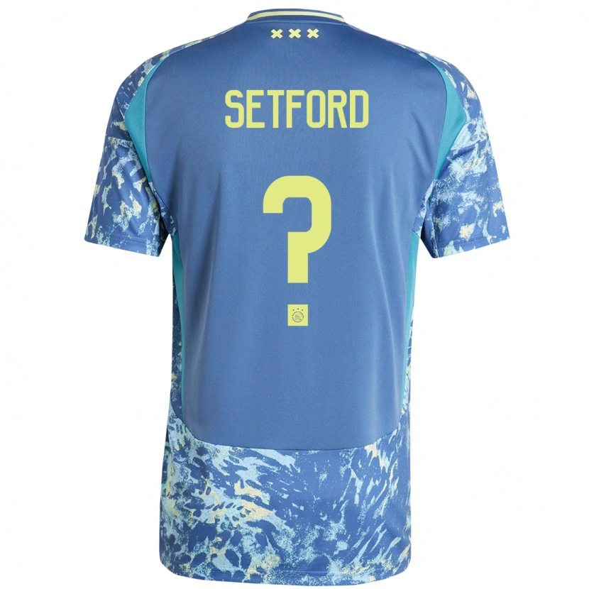 Danxen Niño Camiseta Charlie Setford #0 Gris Azul Amarillo 2ª Equipación 2024/25 La Camisa