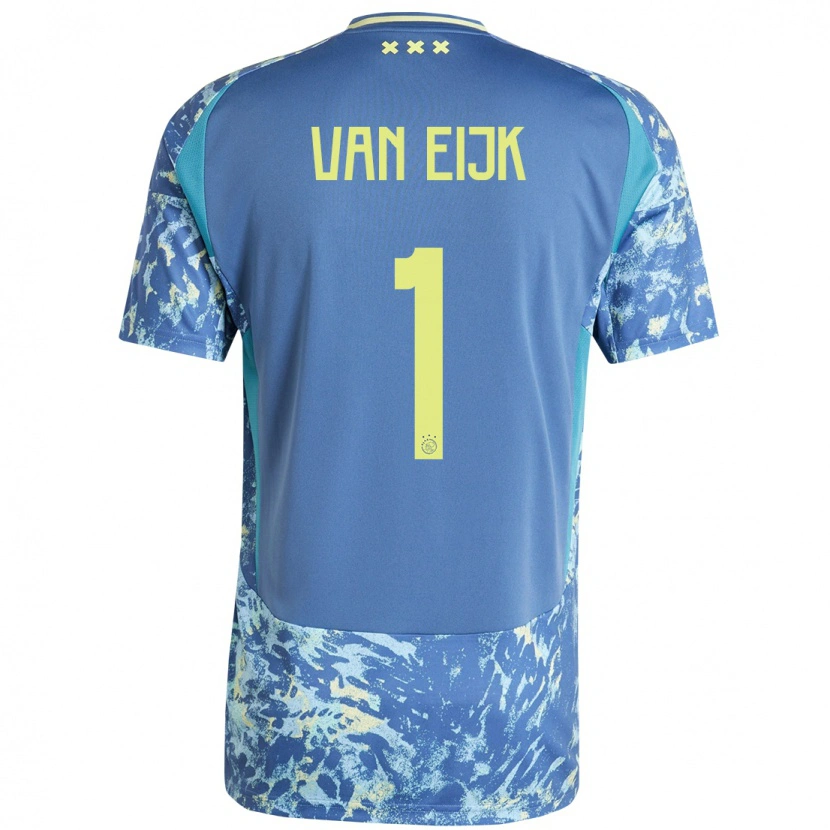 Danxen Niño Camiseta Regina Van Eijk #1 Gris Azul Amarillo 2ª Equipación 2024/25 La Camisa