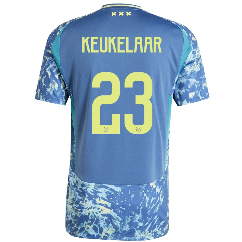 Danxen Niño Camiseta Lotte Keukelaar #23 Gris Azul Amarillo 2ª Equipación 2024/25 La Camisa