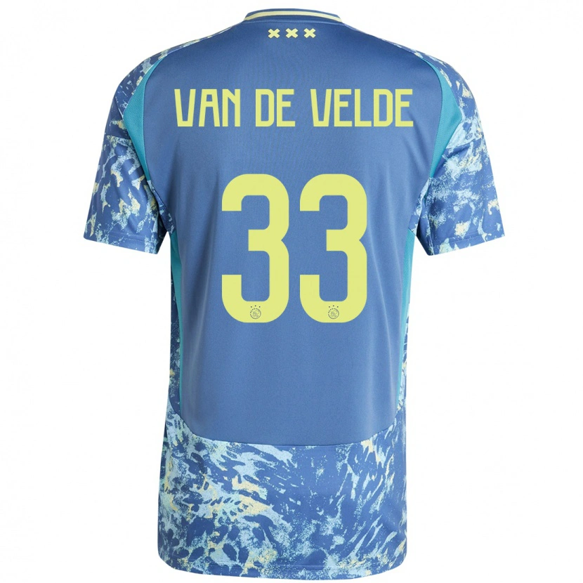 Danxen Niño Camiseta Jonna Van De Velde #33 Gris Azul Amarillo 2ª Equipación 2024/25 La Camisa