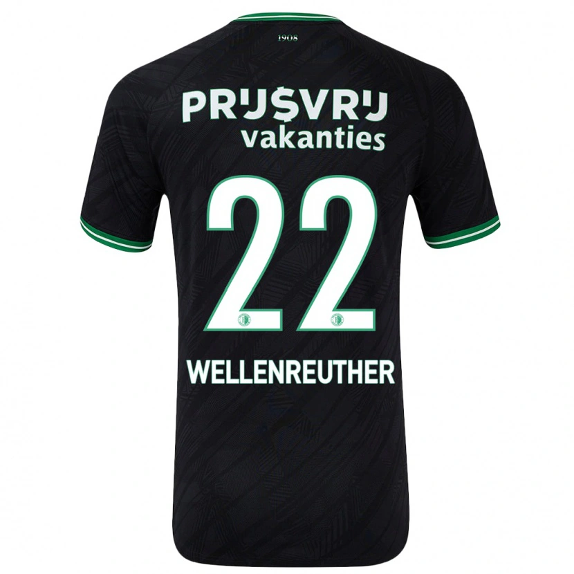 Danxen Niño Camiseta Timon Wellenreuther #22 Negro Verde 2ª Equipación 2024/25 La Camisa