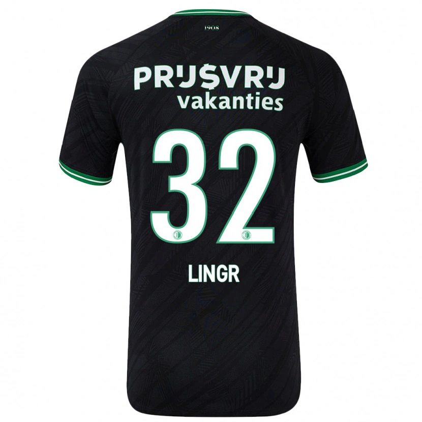 Danxen Niño Camiseta Ondrej Lingr #32 Negro Verde 2ª Equipación 2024/25 La Camisa