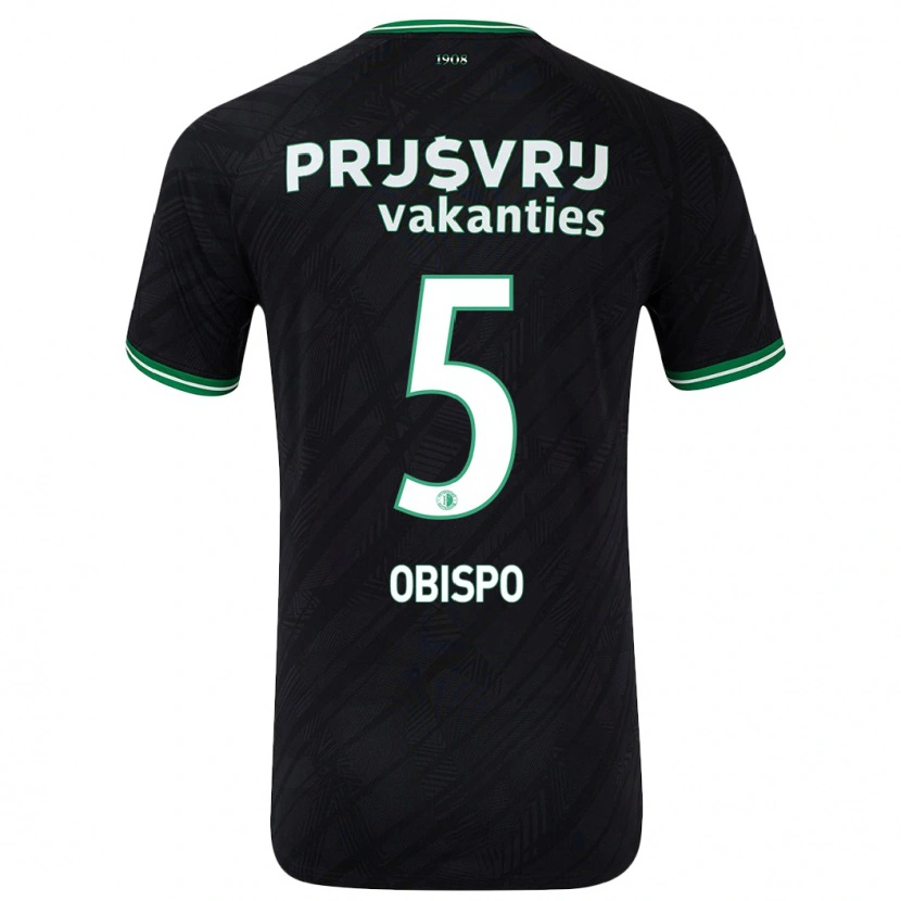 Danxen Niño Camiseta Celainy Obispo #5 Negro Verde 2ª Equipación 2024/25 La Camisa