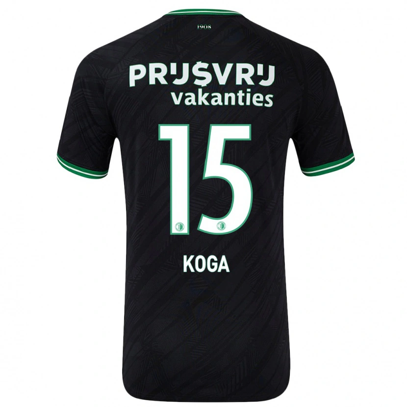 Danxen Niño Camiseta Tōko Koga #15 Negro Verde 2ª Equipación 2024/25 La Camisa