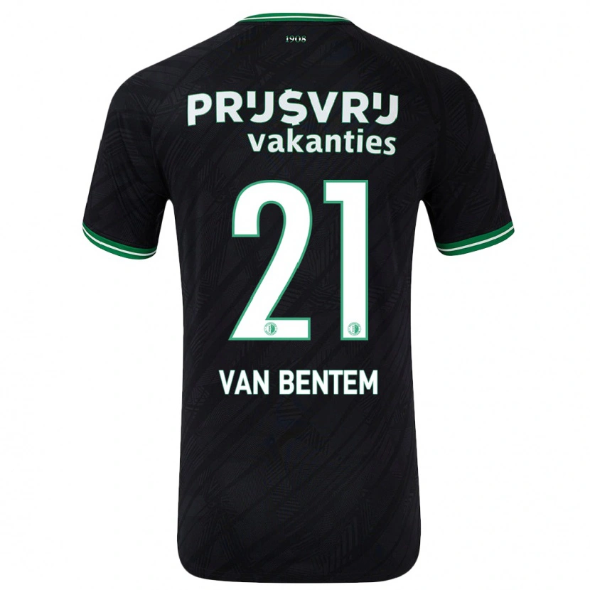 Danxen Niño Camiseta Tess Van Bentem #21 Negro Verde 2ª Equipación 2024/25 La Camisa