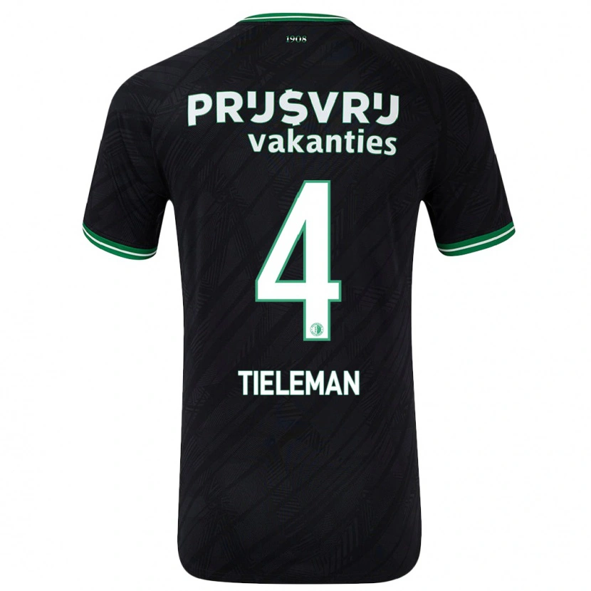 Danxen Niño Camiseta Jerry Tieleman #4 Negro Verde 2ª Equipación 2024/25 La Camisa