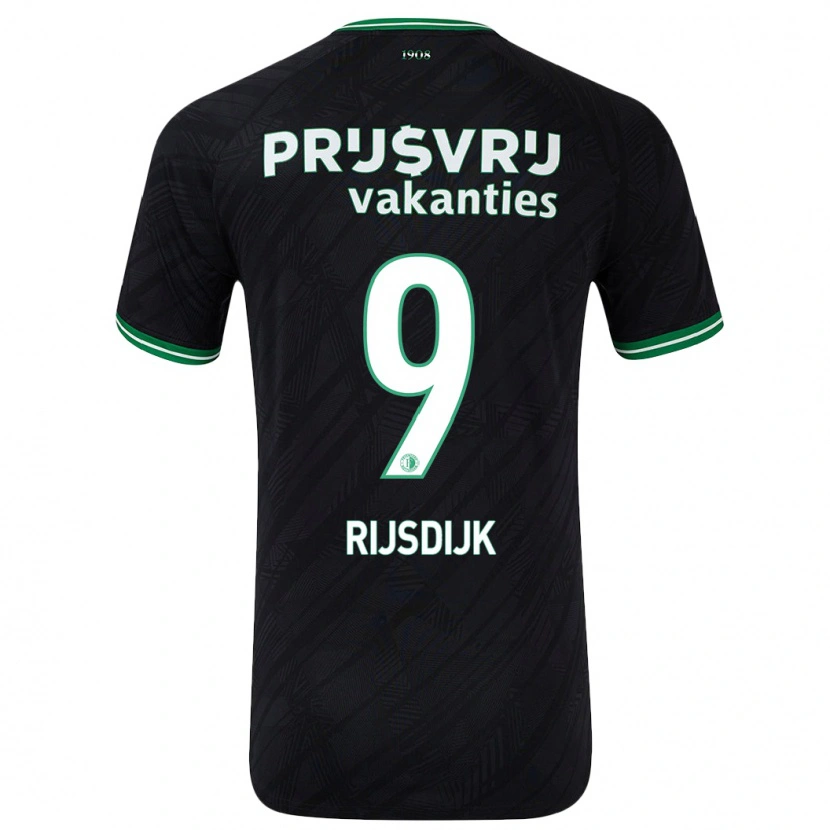 Danxen Niño Camiseta Pia Rijsdijk #9 Negro Verde 2ª Equipación 2024/25 La Camisa