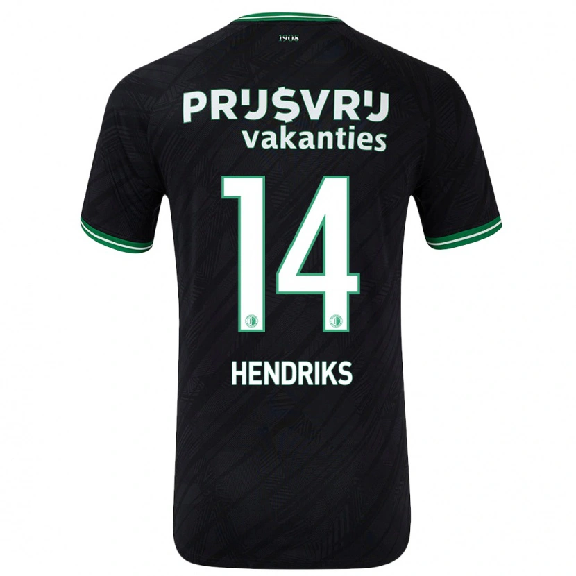 Danxen Niño Camiseta Kim Hendriks #14 Negro Verde 2ª Equipación 2024/25 La Camisa