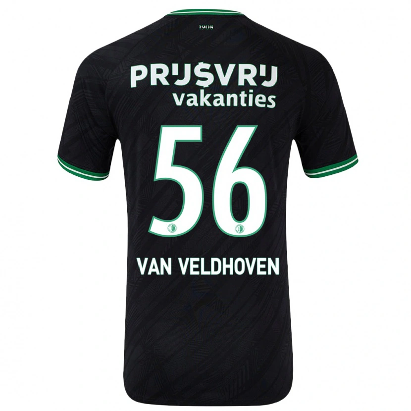 Danxen Niño Camiseta Kars Van Veldhoven #56 Negro Verde 2ª Equipación 2024/25 La Camisa