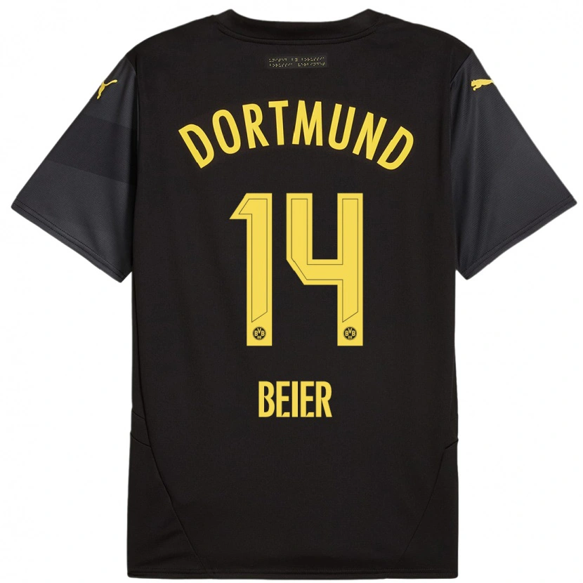 Danxen Niño Camiseta Maximilian Beier #14 Negro Amarillo 2ª Equipación 2024/25 La Camisa