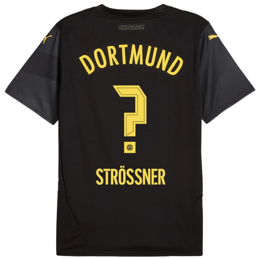 Danxen Niño Camiseta Lenni Strößner #0 Negro Amarillo 2ª Equipación 2024/25 La Camisa