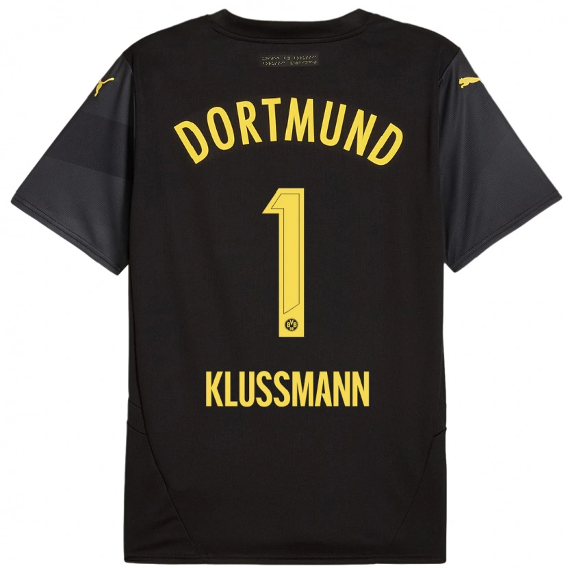 Danxen Niño Camiseta Leon Klußmann #1 Negro Amarillo 2ª Equipación 2024/25 La Camisa