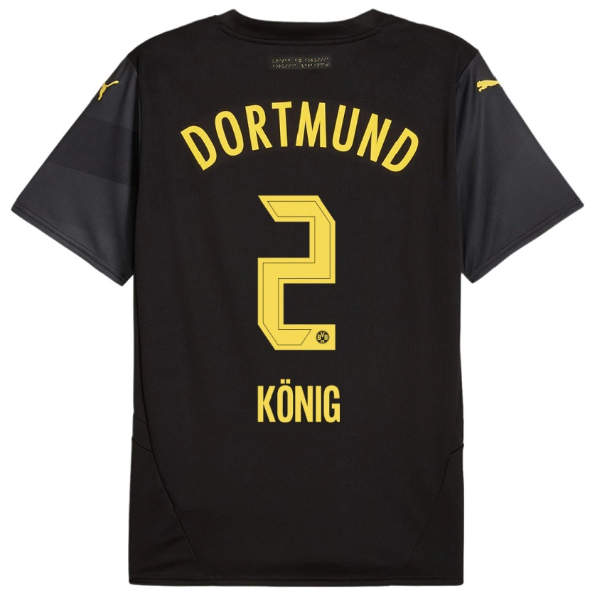 Danxen Niño Camiseta Niklas König #2 Negro Amarillo 2ª Equipación 2024/25 La Camisa