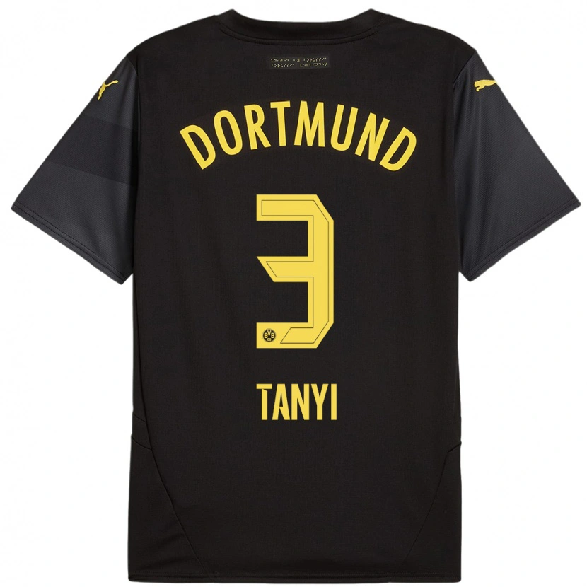 Danxen Niño Camiseta Paul Tanyi #3 Negro Amarillo 2ª Equipación 2024/25 La Camisa