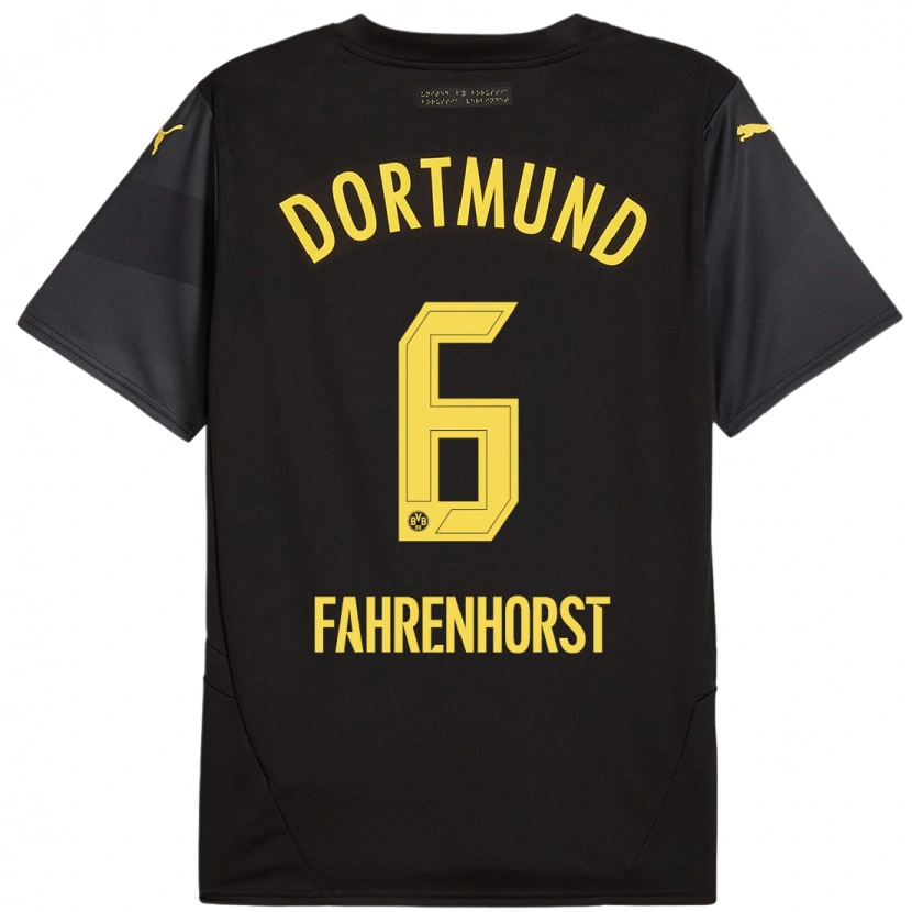 Danxen Niño Camiseta Luke Fahrenhorst #6 Negro Amarillo 2ª Equipación 2024/25 La Camisa