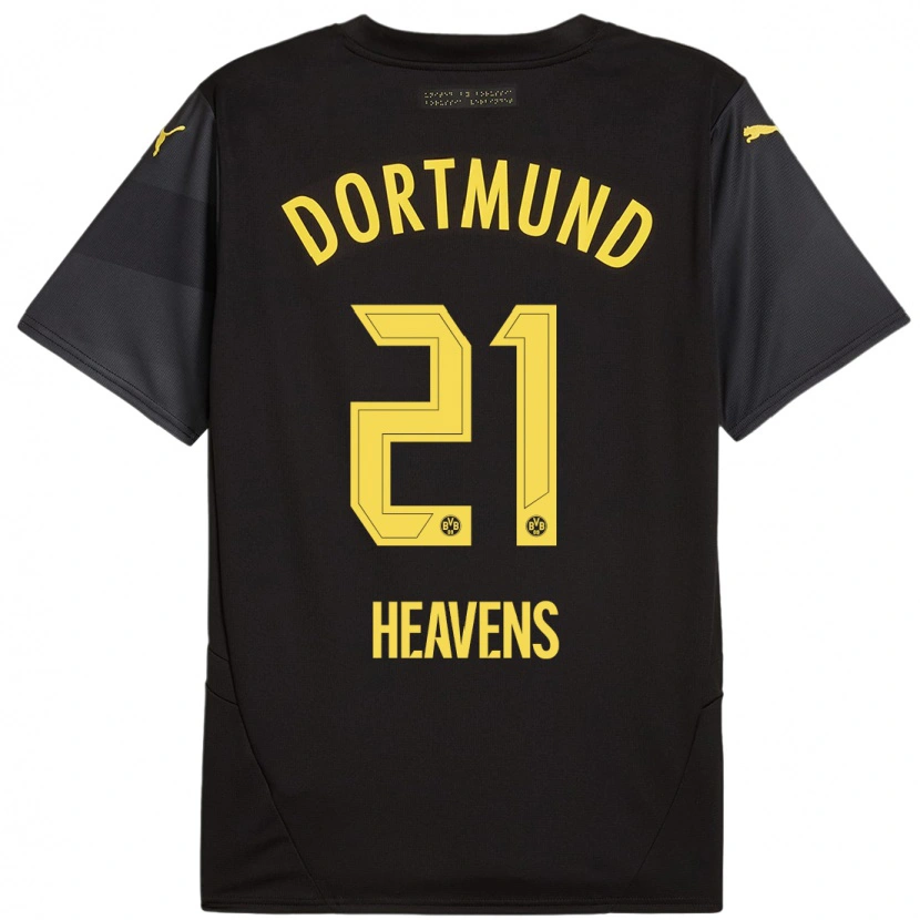 Danxen Niño Camiseta Lukas Heavens #21 Negro Amarillo 2ª Equipación 2024/25 La Camisa