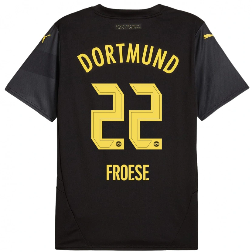 Danxen Niño Camiseta Julien Froese #22 Negro Amarillo 2ª Equipación 2024/25 La Camisa