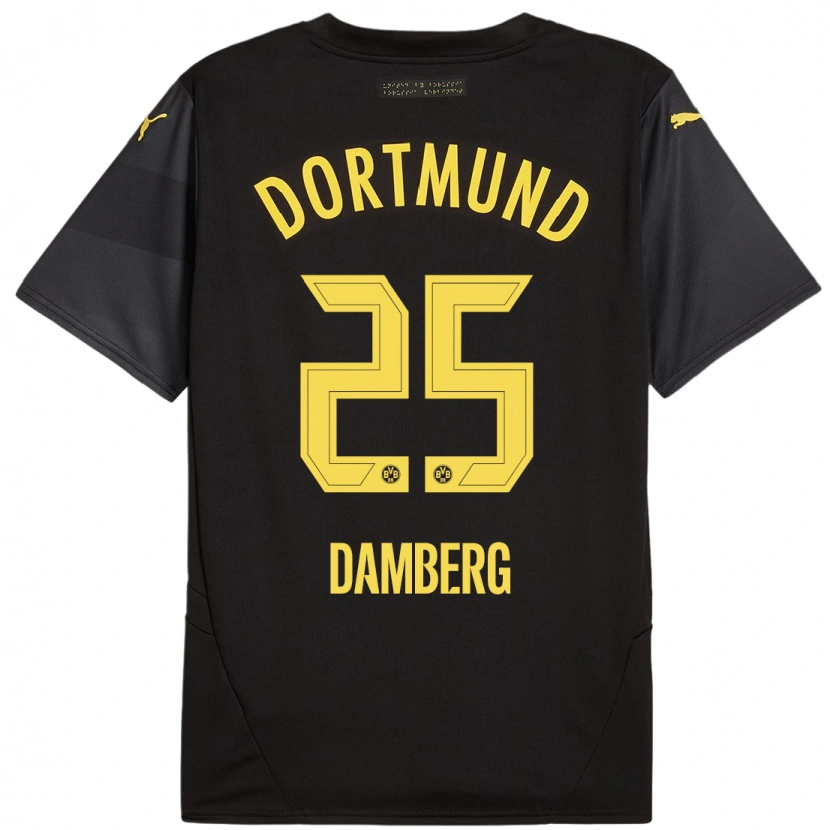 Danxen Niño Camiseta Niclas Damberg #25 Negro Amarillo 2ª Equipación 2024/25 La Camisa