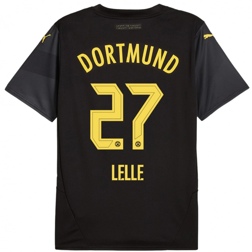 Danxen Niño Camiseta David Lelle #27 Negro Amarillo 2ª Equipación 2024/25 La Camisa