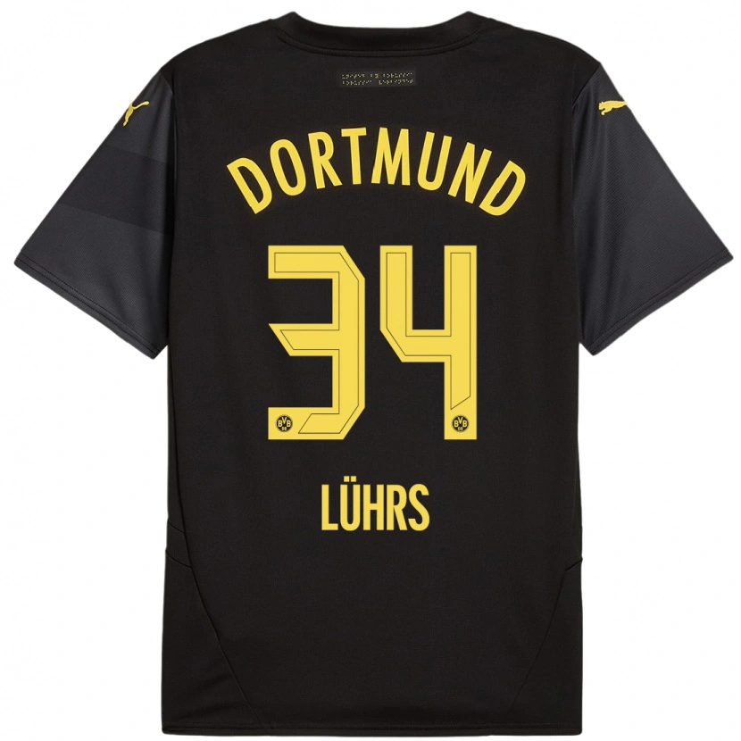 Danxen Niño Camiseta Yannik Lührs #34 Negro Amarillo 2ª Equipación 2024/25 La Camisa