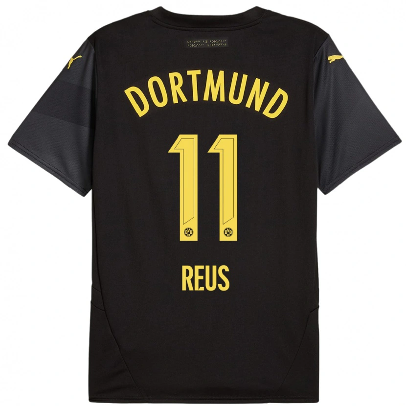 Danxen Niño Camiseta Marco Reus #11 Negro Amarillo 2ª Equipación 2024/25 La Camisa