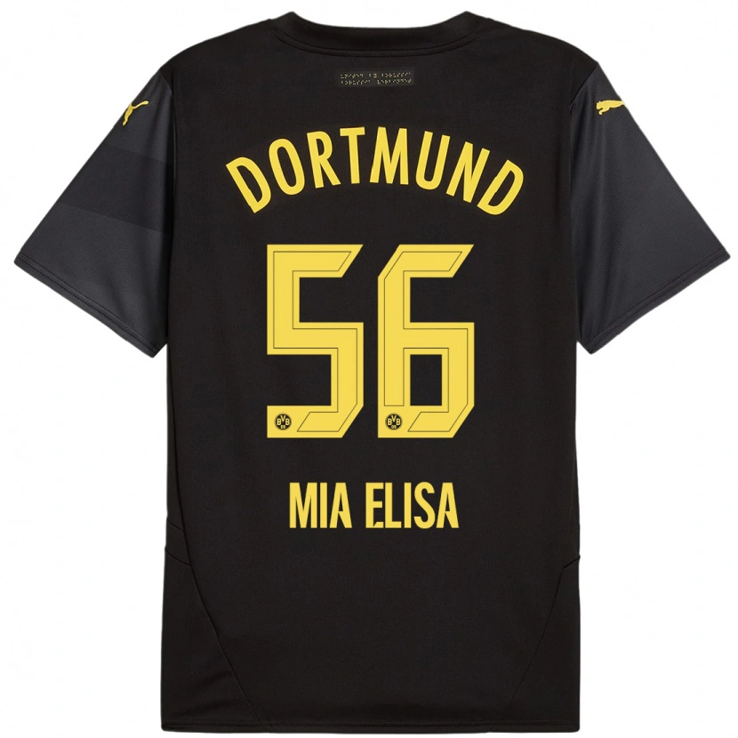 Danxen Niño Camiseta Bomnuter Mia Elisa #56 Negro Amarillo 2ª Equipación 2024/25 La Camisa