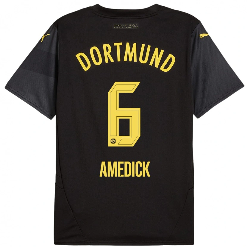 Danxen Niño Camiseta Maik Amedick #6 Negro Amarillo 2ª Equipación 2024/25 La Camisa