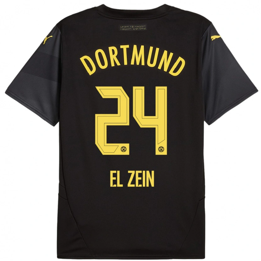 Danxen Niño Camiseta Abu-Bekir Omer El-Zein #24 Negro Amarillo 2ª Equipación 2024/25 La Camisa