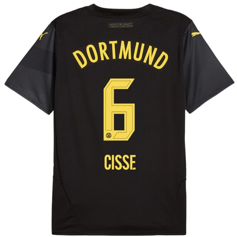 Danxen Niño Camiseta Faroukou Cisse #6 Negro Amarillo 2ª Equipación 2024/25 La Camisa