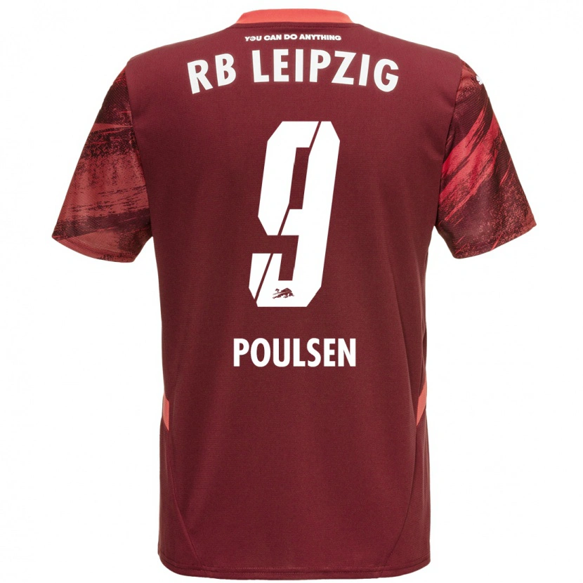 Danxen Niño Camiseta Yussuf Poulsen #9 Borgoña 2ª Equipación 2024/25 La Camisa