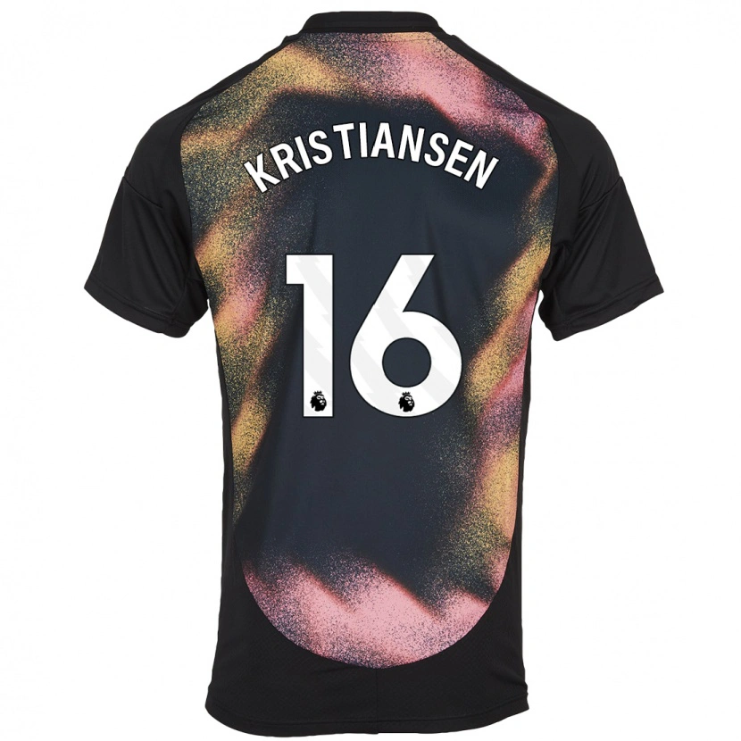 Danxen Niño Camiseta Victor Kristiansen #16 Negro Blanco 2ª Equipación 2024/25 La Camisa