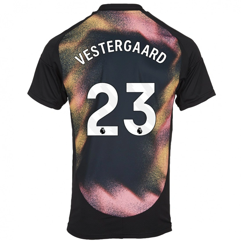 Danxen Niño Camiseta Jannik Vestergaard #23 Negro Blanco 2ª Equipación 2024/25 La Camisa