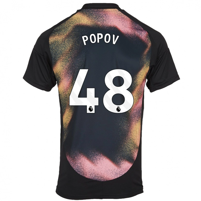 Danxen Niño Camiseta Chris Popov #48 Negro Blanco 2ª Equipación 2024/25 La Camisa