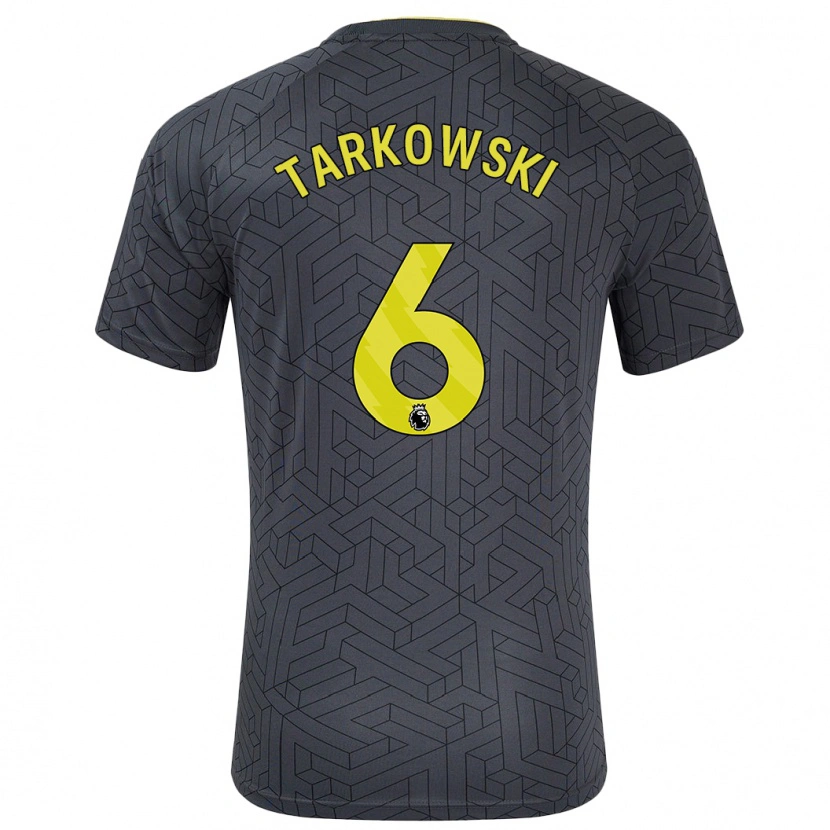 Danxen Niño Camiseta James Tarkowski #6 Negro Amarillo 2ª Equipación 2024/25 La Camisa