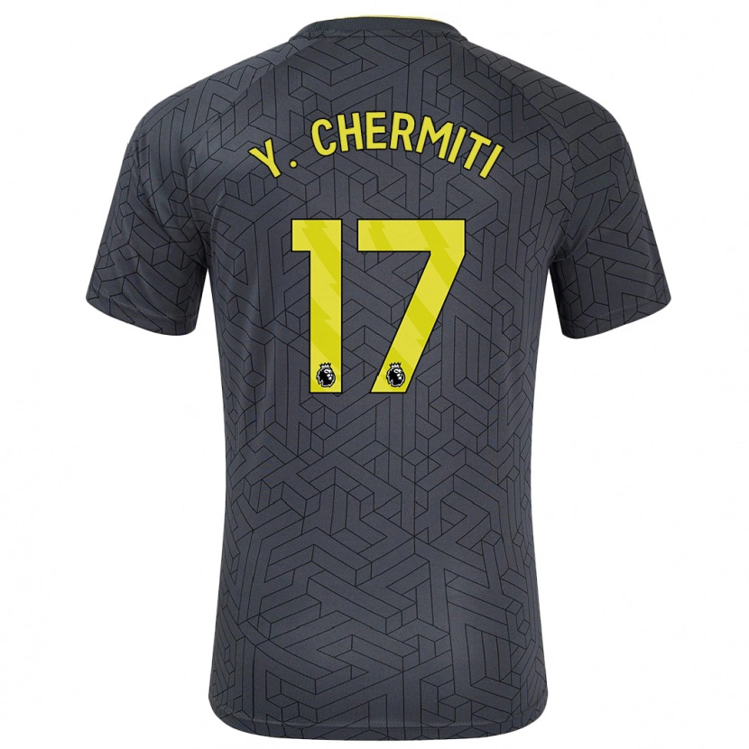 Danxen Niño Camiseta Chermiti #17 Negro Amarillo 2ª Equipación 2024/25 La Camisa