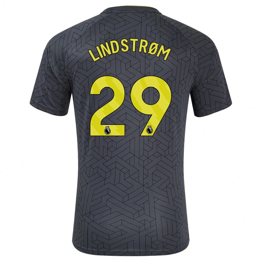 Danxen Niño Camiseta Jesper Lindstrøm #29 Negro Amarillo 2ª Equipación 2024/25 La Camisa