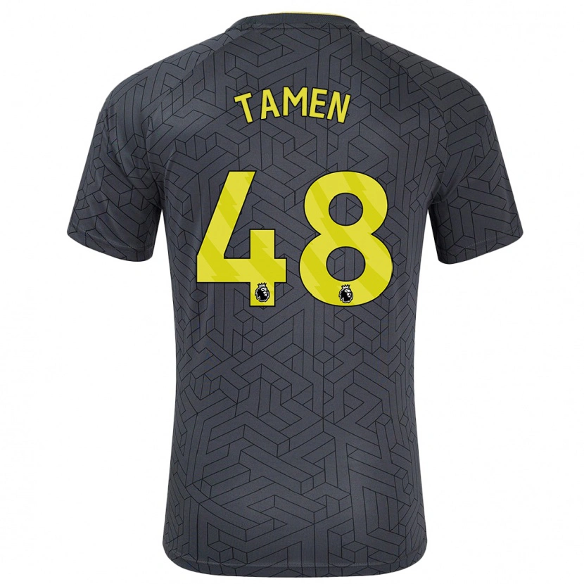 Danxen Niño Camiseta William Tamen #48 Negro Amarillo 2ª Equipación 2024/25 La Camisa