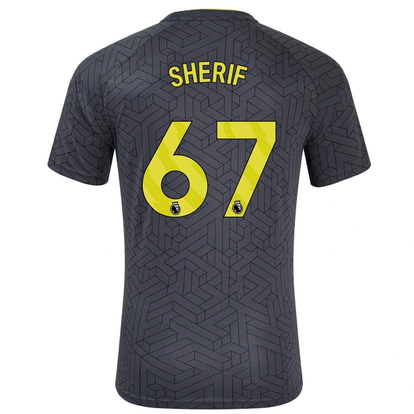 Danxen Niño Camiseta Martin Sherif #67 Negro Amarillo 2ª Equipación 2024/25 La Camisa