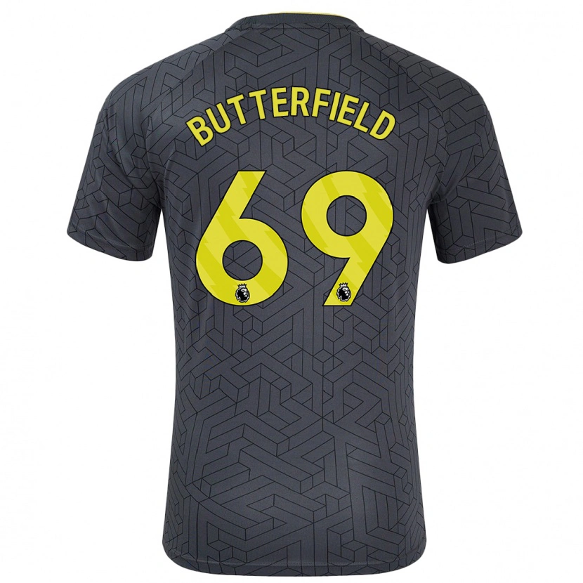 Danxen Niño Camiseta Luke Butterfield #69 Negro Amarillo 2ª Equipación 2024/25 La Camisa