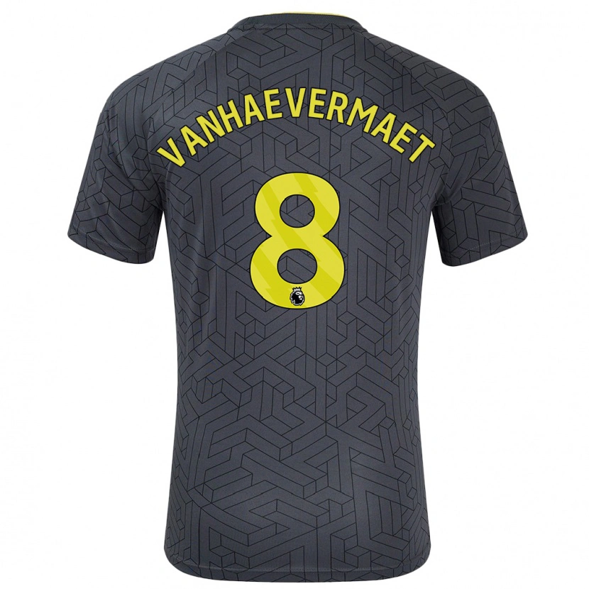 Danxen Niño Camiseta Justine Vanhaevermaet #8 Negro Amarillo 2ª Equipación 2024/25 La Camisa