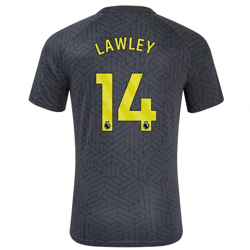 Danxen Niño Camiseta Melissa Lawley #14 Negro Amarillo 2ª Equipación 2024/25 La Camisa