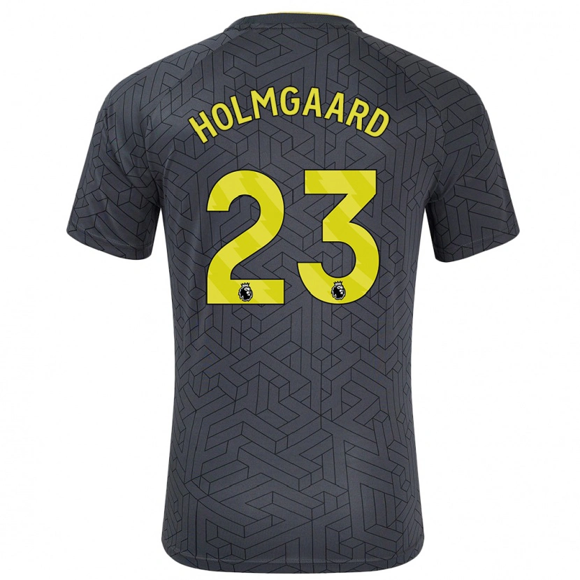 Danxen Niño Camiseta Sara Holmgaard #23 Negro Amarillo 2ª Equipación 2024/25 La Camisa