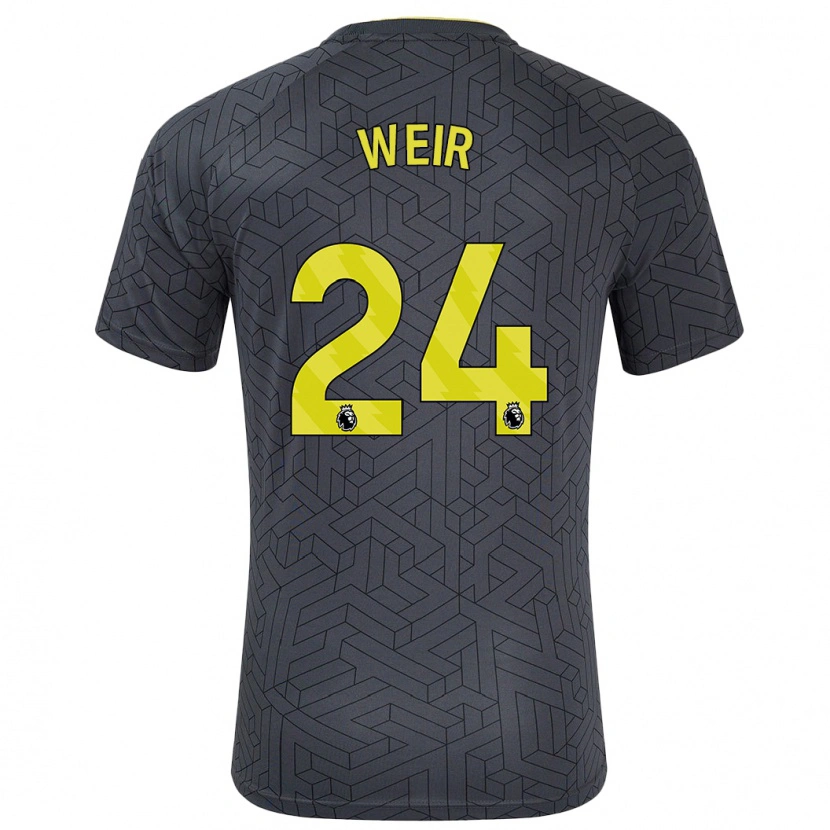 Danxen Niño Camiseta Kenzie Weir #24 Negro Amarillo 2ª Equipación 2024/25 La Camisa