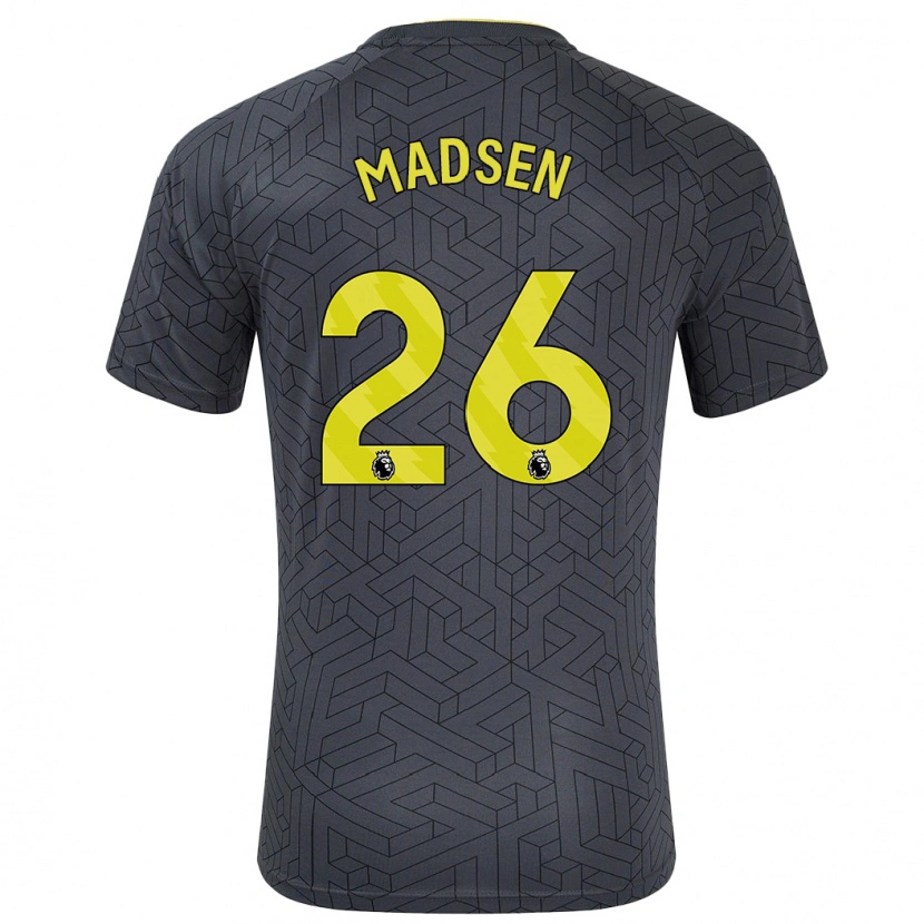 Danxen Niño Camiseta Rikke Madsen #26 Negro Amarillo 2ª Equipación 2024/25 La Camisa