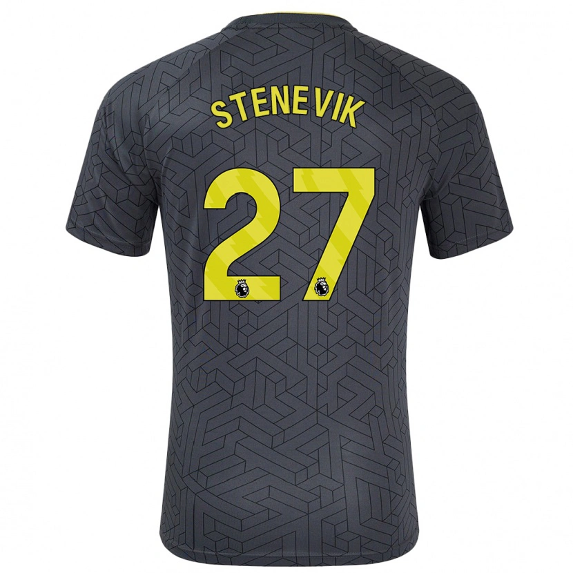 Danxen Niño Camiseta Elise Stenevik #27 Negro Amarillo 2ª Equipación 2024/25 La Camisa