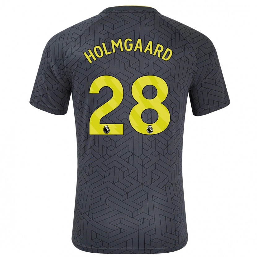 Danxen Niño Camiseta Karen Holmgaard #28 Negro Amarillo 2ª Equipación 2024/25 La Camisa